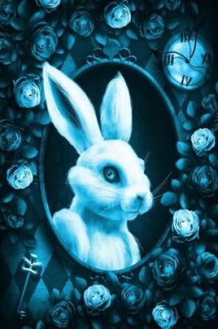 Cover of Alice in Wonderland Modern Journal - Outwards White Rabbit (Light Blue)