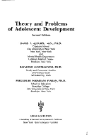 Cover of Theory and Problems of Adolescent Development
