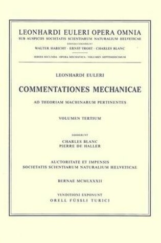 Cover of Commentationes Mechanicae et Astronomicae AD Physicam Cosmicam Pertinentes