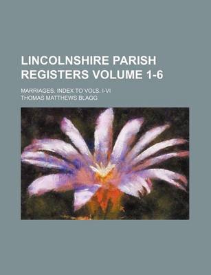 Book cover for Lincolnshire Parish Registers Volume 1-6; Marriages. Index to Vols. I-VI