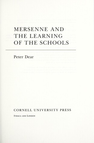 Book cover for Mersenne and the Learning of the Schools