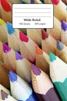 Book cover for Wide Ruled Composition Notebook 6" x 9". Crayon Color Pencils Child School