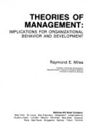 Cover of Theories of Management