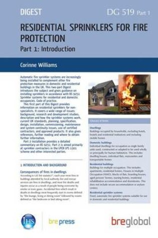 Cover of Residential Sprinklers for Fire Protection