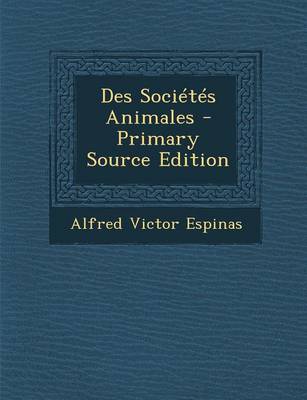 Book cover for Des Societes Animales