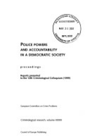 Cover of Police Powers and Accountability in a Democratic Society