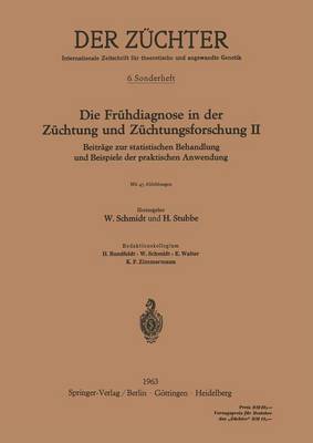 Cover of Die Fruhdiagnose in Der Zuchtung Und Zuchtungsforschung II