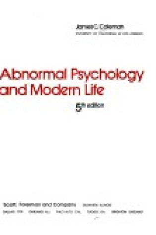 Cover of Abnormal Psychology and Modern Life