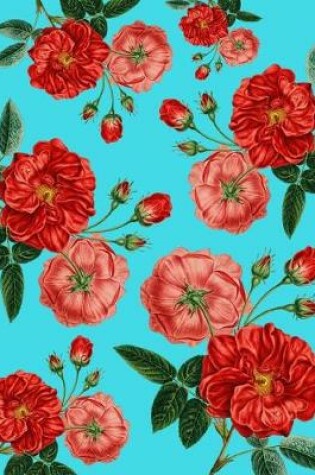 Cover of Vintage Red Roses Aqua Journal Notebook