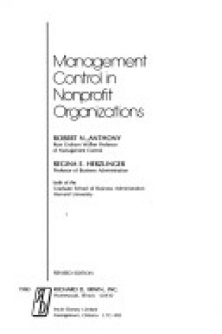 Cover of Mgmt Control Nonprofit Org