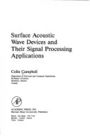 Cover of Surface Acoustic Wave Devices and Their Signal Processing Applications