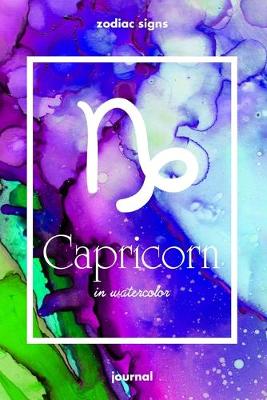 Book cover for Zodiac signs CAPRICORN in watercolor Journal