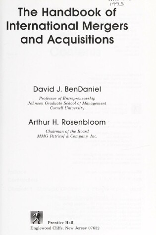 Cover of Handbook of International Mergers and Acquisitions