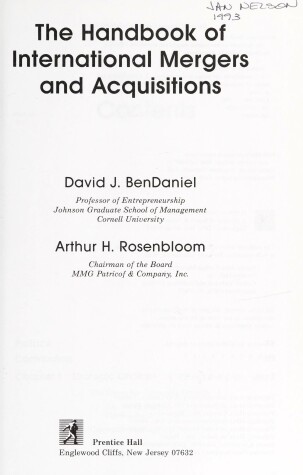 Cover of Handbook of International Mergers and Acquisitions