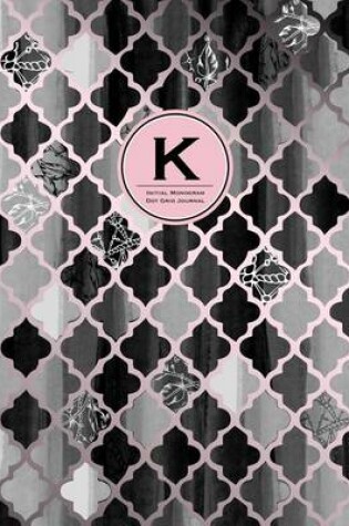 Cover of Initial K Monogram Journal - Dot Grid, Moroccan Black, White & Blush Pink
