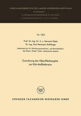Book cover for Zuordnung Der Oberflachengute Zur Isa-Masstoleranz