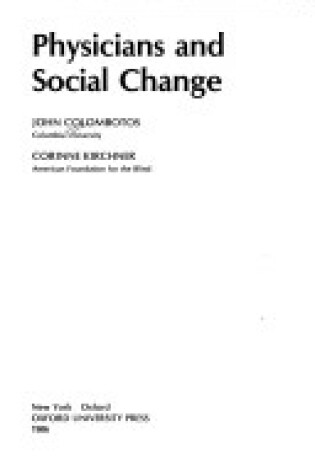 Cover of Physicians and Social Change