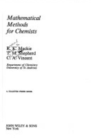 Cover of Mackie: *Mathematical* Methods for Chemi