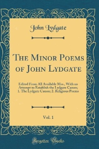 Cover of The Minor Poems of John Lydgate, Vol. 1