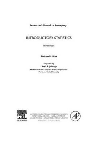 Cover of Introductory Statistics, Instructor Solutions Manual (E-Only)