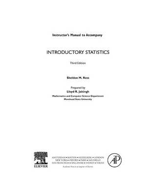 Book cover for Introductory Statistics, Instructor Solutions Manual (E-Only)