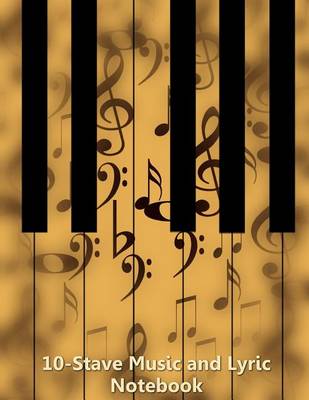 Book cover for 10-Stave Music and Lyric Notebook - Tan Piano Keyboard