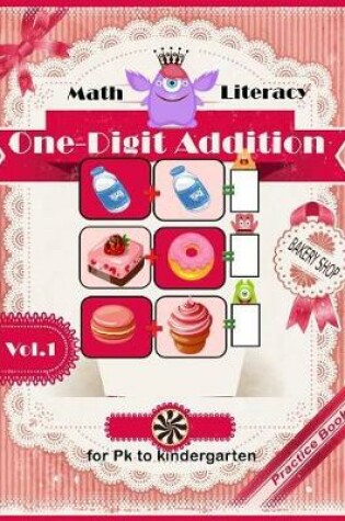 Cover of Math Literacy One-digit Addition Practice book for Pk to kindergarten