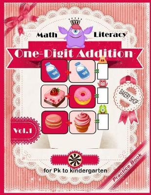 Book cover for Math Literacy One-digit Addition Practice book for Pk to kindergarten