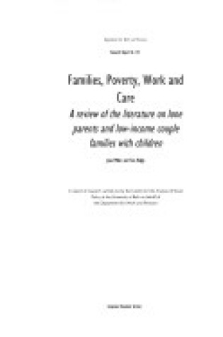 Cover of Families, Poverty, Work and Care