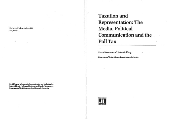 Cover of Taxation and Representation