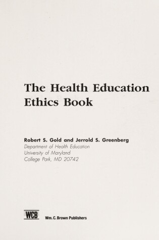 Cover of Health Education Ethics Book