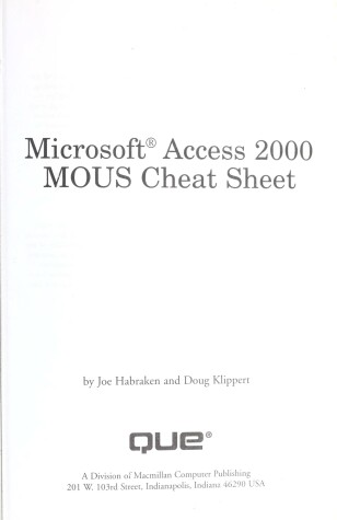 Book cover for Microsoft Access 2000 Mous Cheat Sheet
