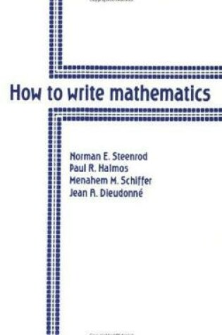 Cover of How to Write Mathematics