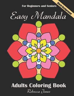 Book cover for Easy mandala coloring book black background