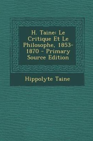 Cover of H. Taine