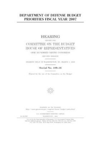 Cover of Department of Defense budget priorities fiscal year 2007