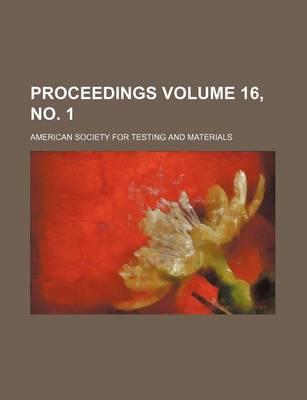 Book cover for Proceedings Volume 16, No. 1