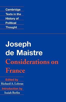 Book cover for Maistre: Considerations on France