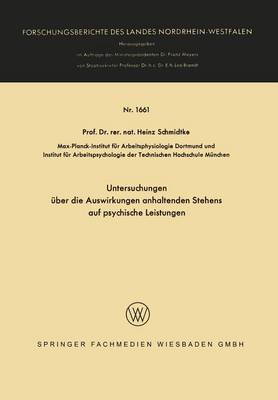 Cover of Untersuchungen über die Auswirkungen anhaltenden Stehens auf psychische Leistungen