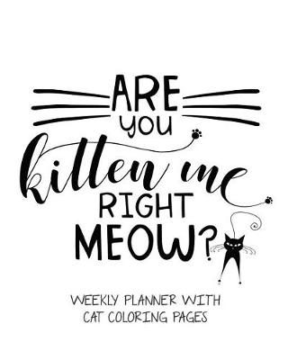 Book cover for Are You Kitten Me Right Meow? Weekly Planner With Cat Coloring Pages