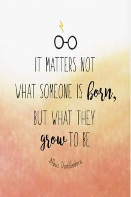 Book cover for IT MATTERS NOT WHAT SOMEONE IS born, BUT WHAT THEY grow TO BE Albus Dumbledore