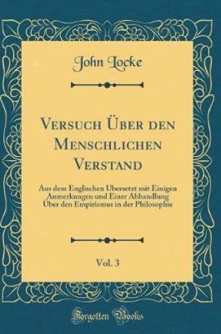 Cover of Versuch UEber Den Menschlichen Verstand, Vol. 3