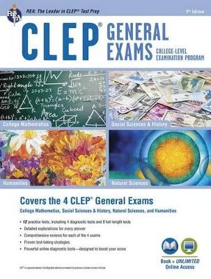 Book cover for Clep(r) General Exams Book + Online, 9th Ed.