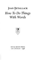 Book cover for How to Do Things with Words