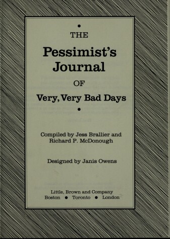 Book cover for The Pessimist's Journal of Very, Very Bad Days