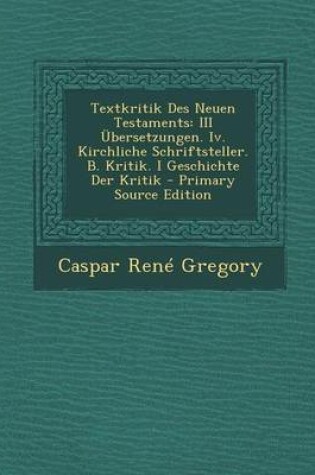 Cover of Textkritik Des Neuen Testaments