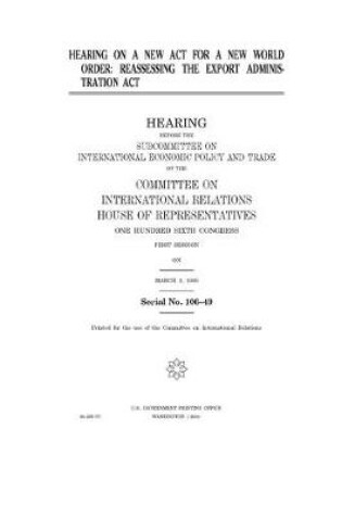 Cover of Hearing on a new act for a new world order