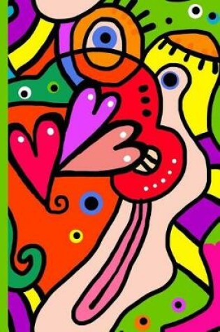 Cover of Abstract Colorful Art with Hearts, Face, Mouth, and Eyes Journal