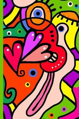 Book cover for Abstract Colorful Art with Hearts, Face, Mouth, and Eyes Journal