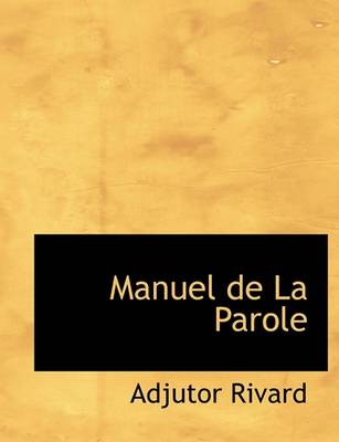 Book cover for Manuel de la Parole